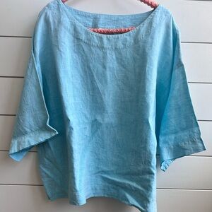 J. Jill Sky Blue Women's linen oversized Blouse Petite small